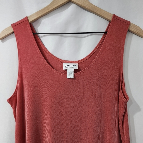 Chico's Travelers Womens Sleeveless Top Size 2 (L/12) Mauve Slinky Stretch Flowy - Picture 5 of 6